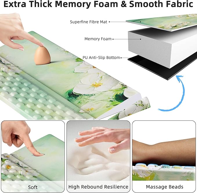 Ospelelf Keyboard Wrist Rest Pad, Comfy Ergonomic Keyboard Stand Holder, Office Desk Accessories, Work from Home Essentials, Anemone Pattern