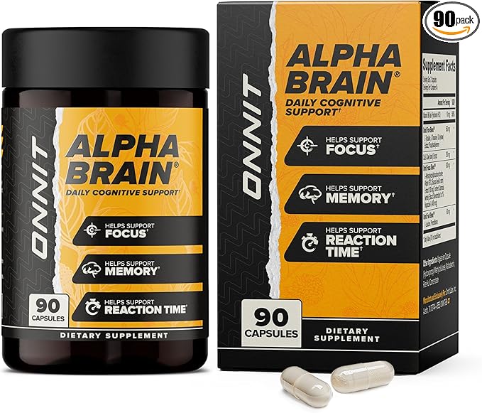 ONNIT Alpha Brain Nootropic Brain Supplement for Men & Women | Memory, Mental Clarity & Cognitive Improvement | Focus Capsules with L-Theanine, Vitamin B6 & Phosphatidylserine (90 Count)
