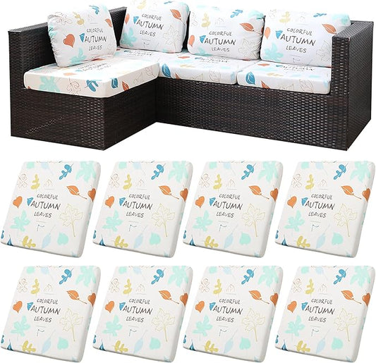 8Pcs Stretch Patio Cushion Covers,for Outdoor Couch Cushion Covers Replacement,Outdoor Sofa Covers Patio Slipcovers Couch Cover,Washable Furniture Cover (Maple, Cover Only)