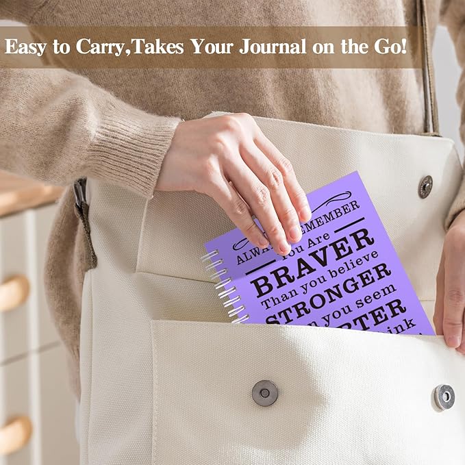 4 Pcs A5 Spiral Notebook,Inspirational Journal,Motivational Journal for Women Men,100 Pages Lined Spiral Journal Notebook College Ruled Daily Diary for School,Travel,Business,Work (4Pcs Always-Purple)