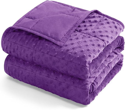 Kivik 20 lbs Weighted Blanket for Adults, Minky Dot Cooling Heavy Blankets Throw, Ultra Soft Breathable Weighted Comforter, Washable, 60"x80" Queen Size, Purple
