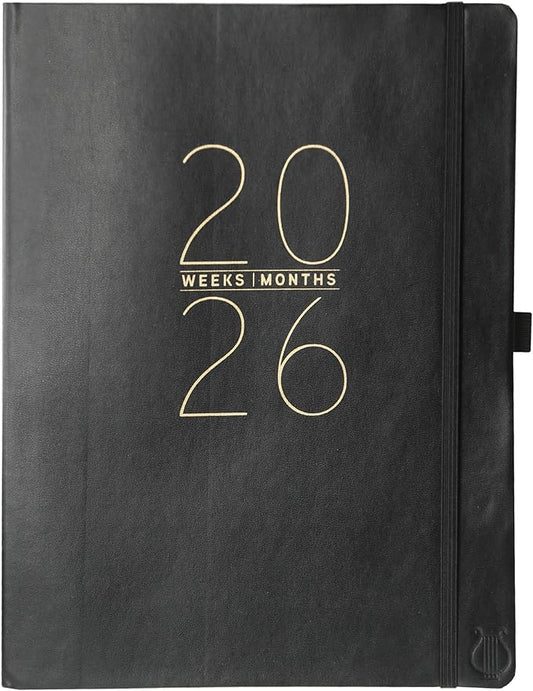 Graphique 2026 Apollo Business Planner | 18 Month Organizer, July 2025 - Dec. 2026 | Weekly & Monthly Spreads | To-Do List & Note Pages | Pen Loop | Vegan Leather | Classic Black | 8” x 10”
