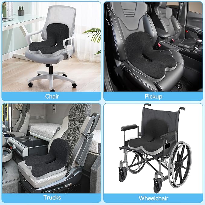 Trucker seat Cushions for Long Sitting, semi Truck seat Cushion with Lumbar Support, Truck seat Cushion for Back Pain and Supporting The HIPS, Trucker Essentials (YTZD0001, Average Size)