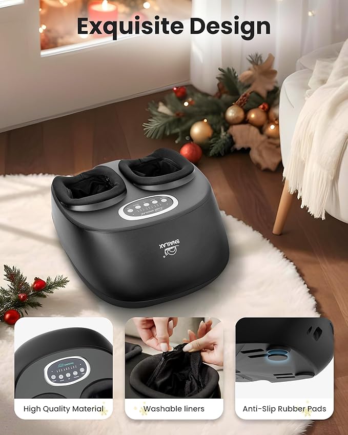 Snailax Shiatsu Foot Massager Machine with Soothing Heat, Deep Kneading, Air Compression, Improve Blood Circulation and Foot Wellness,Relax for Home or Office Use