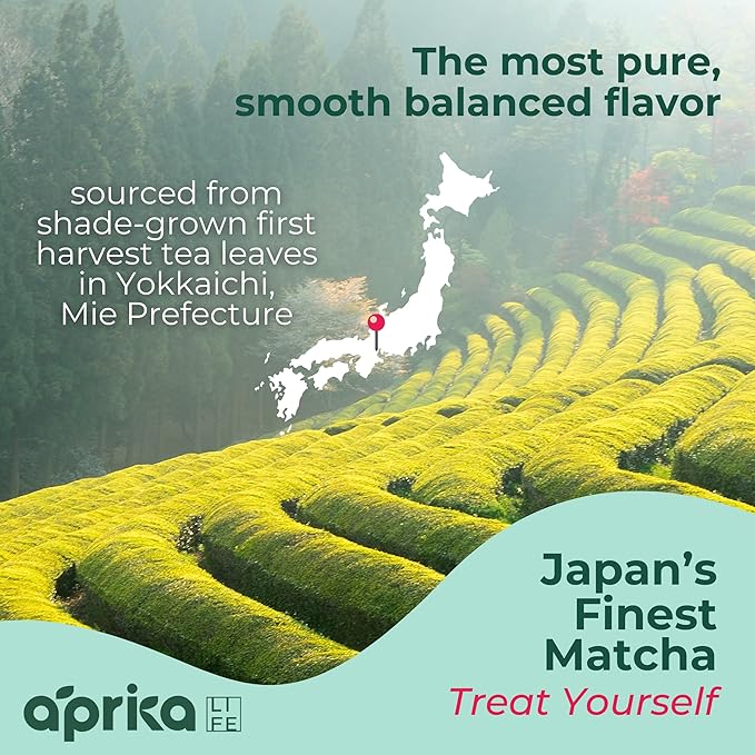 AprikaLife Organic Matcha Powder, USDA & JAS Certified, No Sugar Added, Authentic Japanese Ceremonial Grade Matcha Green Tea Powder, 3.5 oz/100g