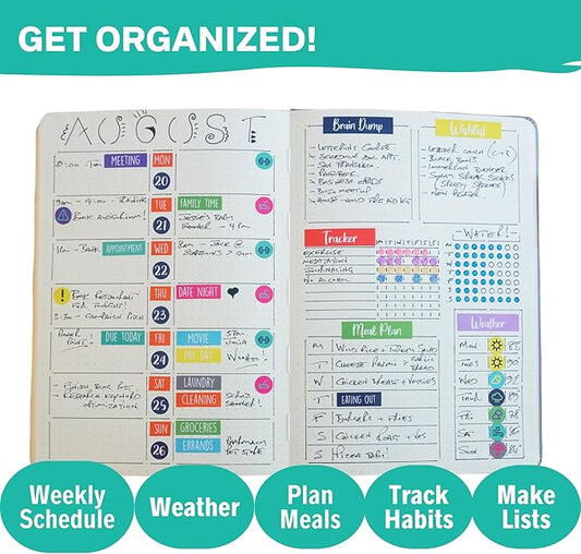 Practical Planner Stickers - Value Pack 48 Sheets, 6 Months of Aesthetic Agenda Stickers for Weekly Planner, Bullet Dot Journal - Planning, Goals, Fitness, Habit Tracking, Days