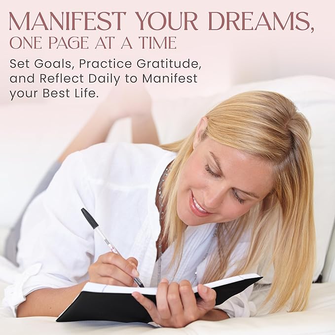 Manifestation Journal – 5 Minute Self Care Journal for Women – Guided Daily Planner Notebook w/Affirmations, Vision Board & Goal Setting – Hardcover Goal Planner for Manifesting Dreams