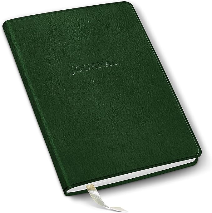 Gallery Leather Journal Notebook - 192 Pages, Softcover, For Men and Women, For Writing, Work & Travel, Handcrafted - Freeport Metallic Hunter - 8 x 5.5, Desk Lined