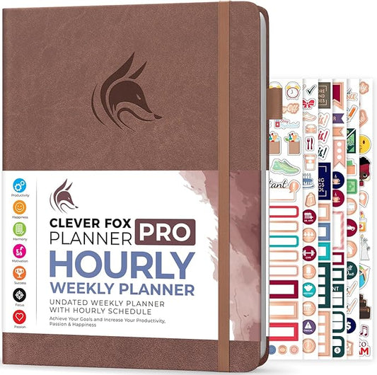 Clever Fox Planner PRO Schedule – Undated Weekly & Monthly Life Planner with Time Slots, Appointment Book & Daily Organizer, A4 (Dark Terracotta)
