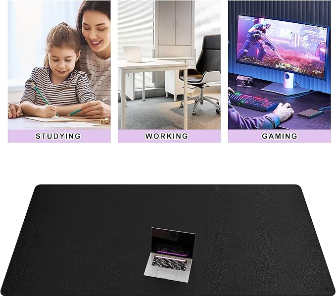 Vyaaa 78.7"x31.5" PU Leather Large Desk Mat (Black) - XXL Extended Mouse pad, Office Desk Protector, Non-Slip Computer Desk pad for Office, Gaming, Home