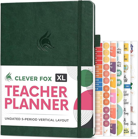 Clever Fox Teacher Planner – School Year Planner with Calendars & Lesson Plans – Book for Classroom & Homeschool Organization, A4 (Dark Green)