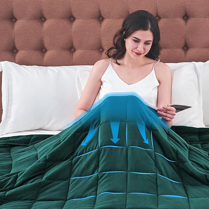 yescool King Size Weighted Blanket for Adults (20 lbs, 80” x 87”, Teal) Cooling Heavy Blanket for Sleeping Perfect for 190-210 lbs, Breathable Blanket for Adults & Couple All Season, Machine Washable