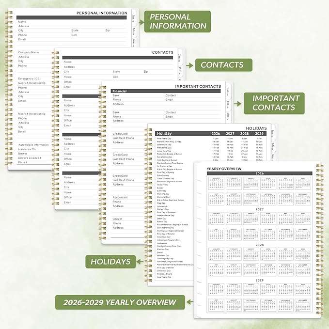 2026-2028 Monthly Planner/Calendar - 3 Year Monthly Planner 2026-2028, Jan 2026 - Dec 2028, 9" x 11", 2026 Calendar Planner with Tabs, Inner Pocket, Holidays, Notes Pages
