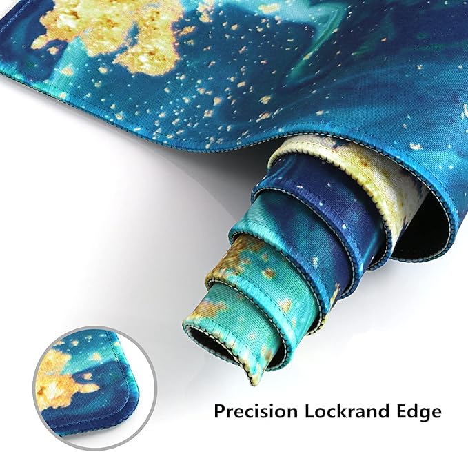 iCasso Extended Gaming Mouse Pad (35.4x15.7 in), Large Non-Slip Rubber Base Mousepad with Stitched Edges, Waterproof Keyboard Mouse Mat Desk Pad for Work, Game, Office, Home - Blue Marble - XXL