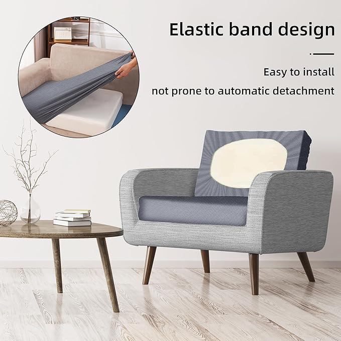 8Pcs Stretch Patio Cushion Covers,Outdoor Couch Covers Replacement,Outdoor Couch & Sofa Slipcovers,for Patio Furniture Cushion Covers,Washable Reusable Furniture Protector (Grey,Cover Only)