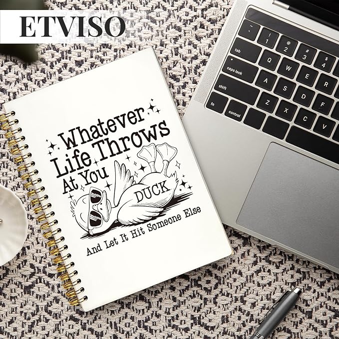 Funny Retro Duck Notebook, Trendy Sunglasses Duck Journal, Animal Lover Gifts Journal, Whatever Life Throws at You Funny Sarcastic Quote Hardcover Spiral Notebooks 5.5x8.3 Inch