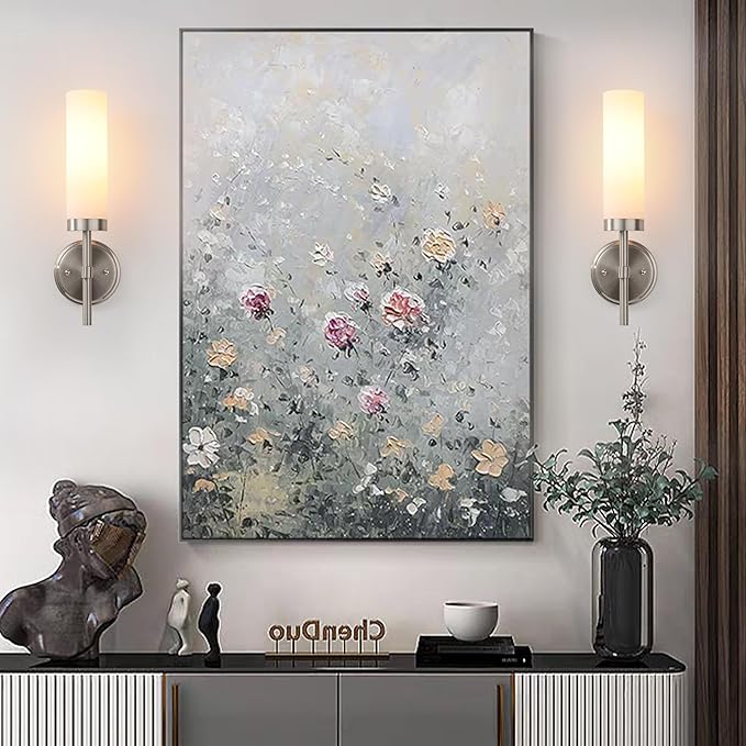 Wall Sconces Set of Two,Brushed Nickel Bathroom Sconces Wall Lighting with White Glass, Modern Sconces Wall Decor Set of 2 Wall Light fixtures for Bathroom Mirror Living Room Hallway Bedroom Wall Lamp