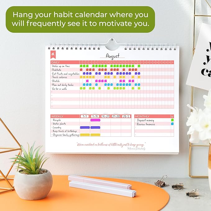 Clever Fox Habit Tracker Calendar – Inspirational Goal Tracker and Habit Calendar for Atomic Habits – Colorful Habit & Goal Planner Journal to Boost Productivity – 24 Months, 10″ x 8″ (Turquoise)