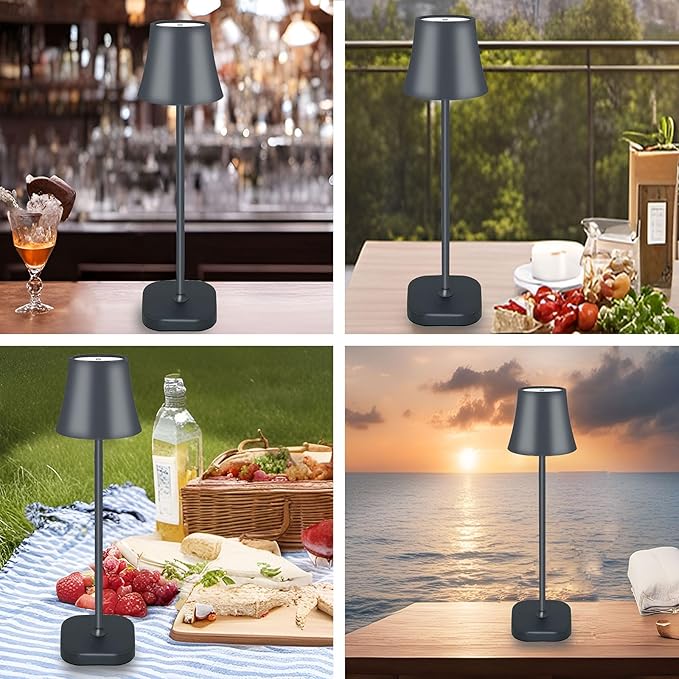 Cordless Table Lamp Portable LED Touch Lamp: 5400mAh Rechargeable Battery Operated Lamp: 3 Color Stepless Dimming Small Bedside Table Lamps for Living Room Bedroom Night Stands Home Office