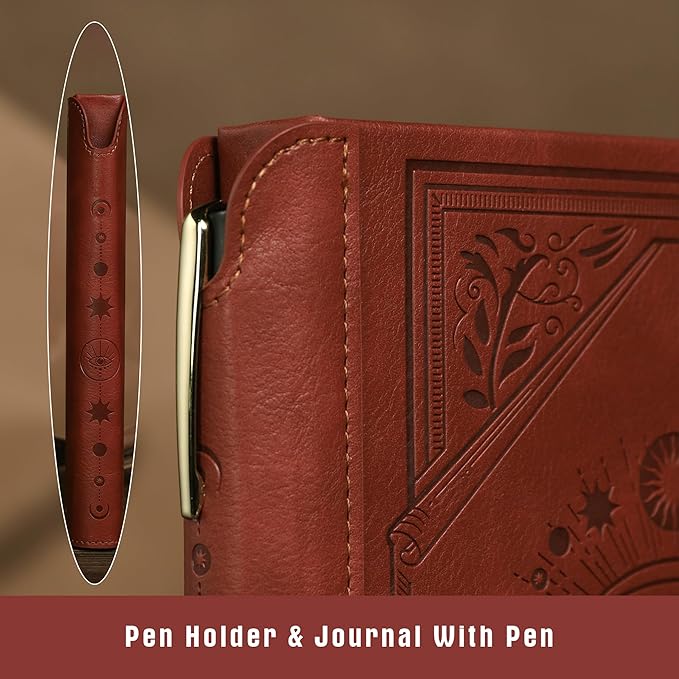 TIEFOSSI Lined Journal Notebook for Women Men, Leather Journal with Pen, A5 Evil Eye Hardcover Notebook for Work, Journaling, Travel & School, 100 GSM Thick Paper, 320 Numbered Pages, 6.2 x 8.3 in