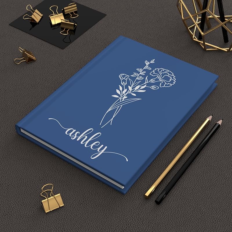 Hilis Personalized Birth Flower Journal, A5 Hardcover Lined Notebook for Writing, Daily Dream Wellness Travel Dairy Journaling Notebooks D88