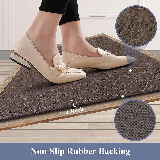 HEBE Anti Fatigue 3 Piece Waterproof Kitchen Mats - Non Slip Comfort Standing Mat Runner for Home Office, Sink, Laundry