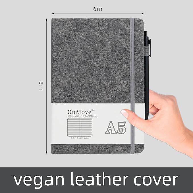 Notebooks Journal for Women Men 12 Pack Bulk Leather Hardcover with Pen Holder A5 160 Pages 100 GSM Thick Paper for Work School Lined Gray