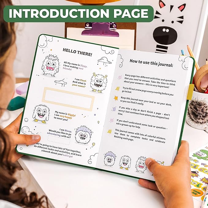 Clever Fox Kids’ Journal – Daily Feelings & Gratitude Notebook for 8+ Children – Child’s Planner & Mood Tracker for Journaling & Writing (Forest Green)