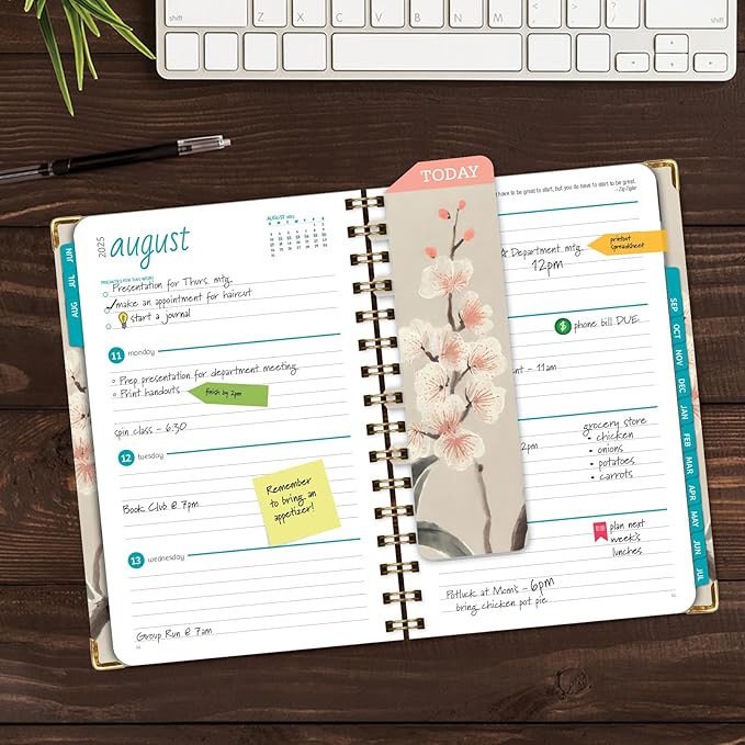 HARDCOVER Academic Year 2025-2026 Planner: (June 2025 Through July 2026) 5.5"x8" Daily Weekly Monthly Planner Yearly Agenda. Bookmark, Pocket Folder and Sticky Note Set (Orchid)