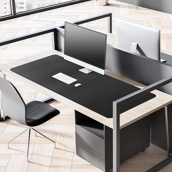 MAIDERN 51.2”x 19.6” Leather Desk Pad, Large Desk Mat, Reversible Cork & Leather Large Mouse pad for Desk, Waterproof Computer Desk Pad for Gaming Home Office (Black) …