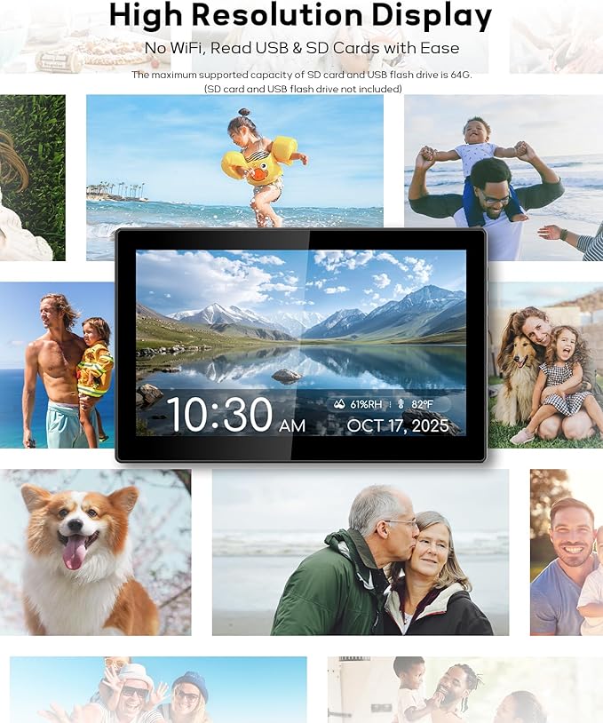 10.1" Large Digital Clock with Date and Day for Elderly, Remote Control Digital Calendar with 12 Themes, Auto Dimming, 23 Customizable Schedules, AutoDST, Indoor Temperature & Humidity, Wall Mounted