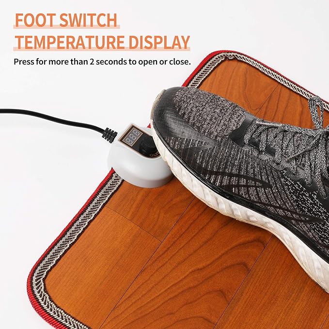 Electric Heated Floor Mats Under Desk, Heated Foot Warmer - 110v Toes Warming Heater for Office and Home(Wood grain)