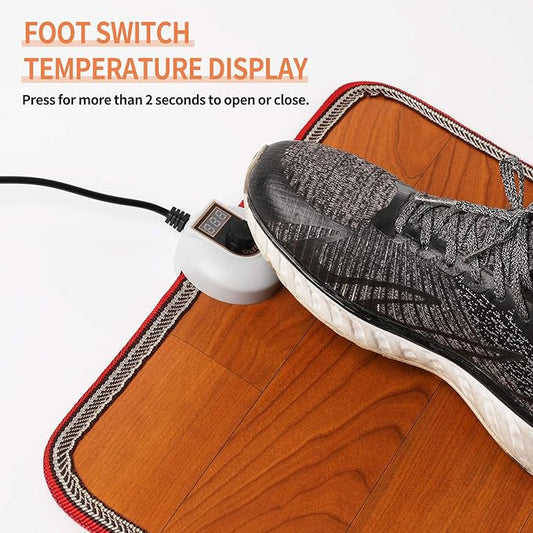 Electric Heated Floor Mats Under Desk, Heated Foot Warmer - 110v Toes Warming Heater for Office and Home(Wood grain)