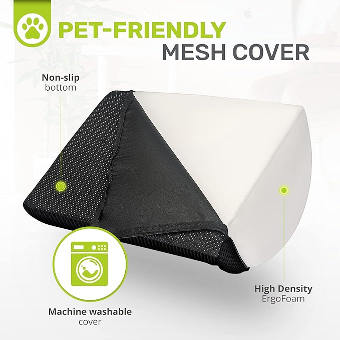 ErgoFoam Foot Rest for Under Desk at Work - Chiropractor Endorsed 2in1 Adjustable Premium Under Desk Footrest - Ergonomic Desk Foot Rest with High-Density Compression-Resistant Soft Foam (Black, Mesh)