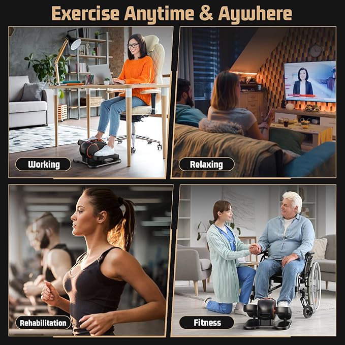 ANCHEER Under Desk Elliptical Machine, Electric Seated Pedal Exerciser Machine with 12 Adjustable Speed, Quiet & Portable, LCD Display Monitor, Remote Control, Leg Exerciser for Home Office