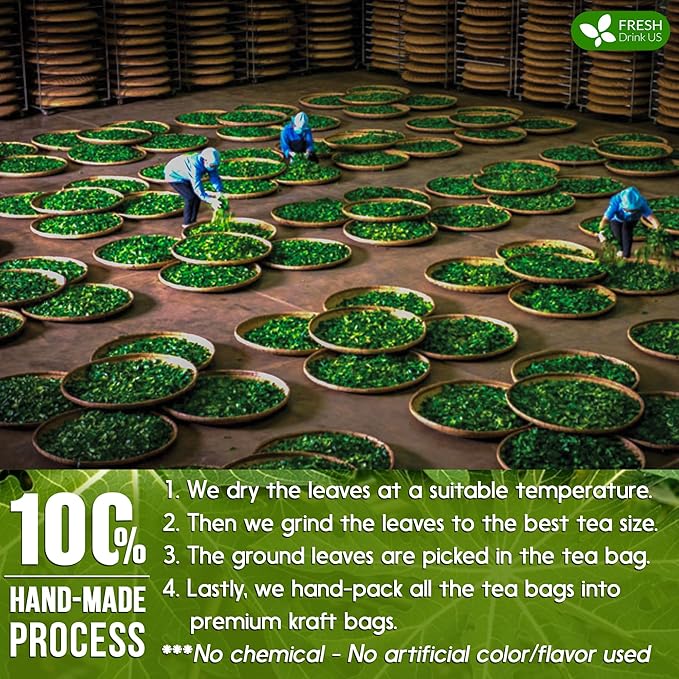 FreshDrinkUS, Premium 25 Papaya Leaf Tea Bags, 100% Natural & Pure from Papaya Leaves. Loose Leaf Papaya Herbal Tea. Made with Natural Material Tea Bags. No Sugar, No Caffeine, No Gluten, Vegan.