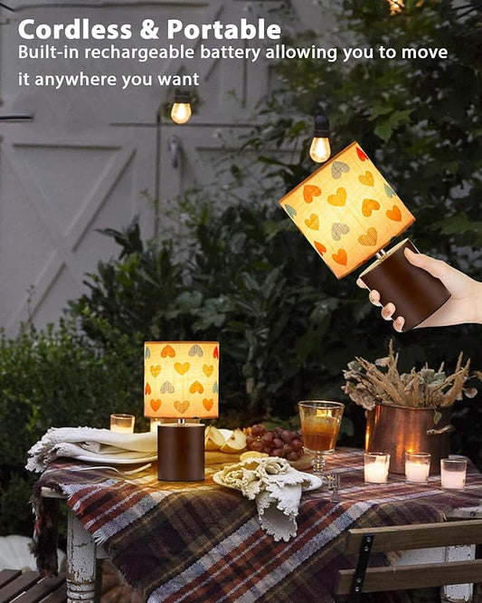 UMEXUS Rechargeable Wood Cordless Table Lamp with Timer, Remote, Dimmer, RGB Color-Changing, Small Battery Operated Lights, Ambient Lighting for Home Indoor Outdoor