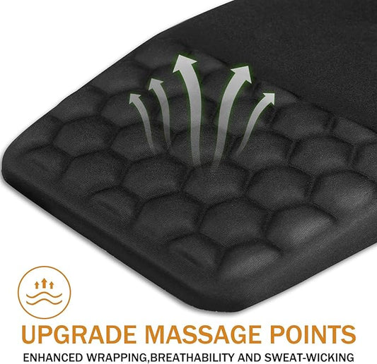 Ergonomic Mouse Pad Wrist Support,Upgrade Mousepad with Massage Design,Non-Slip PU Base Desktop Mouse Pads for Pain Relief, Computer, Office & Home,12 x 8 in（E-Black）