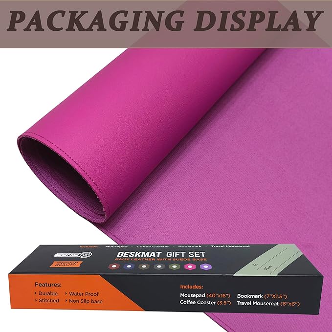 PU Leather Desk Mat| Premium Mouse Pad with Bonus Coaster | Stylish, Durable, Waterproof Mouse Pad for Office & Home (Rose Pink, XXL - PU Gift Set)