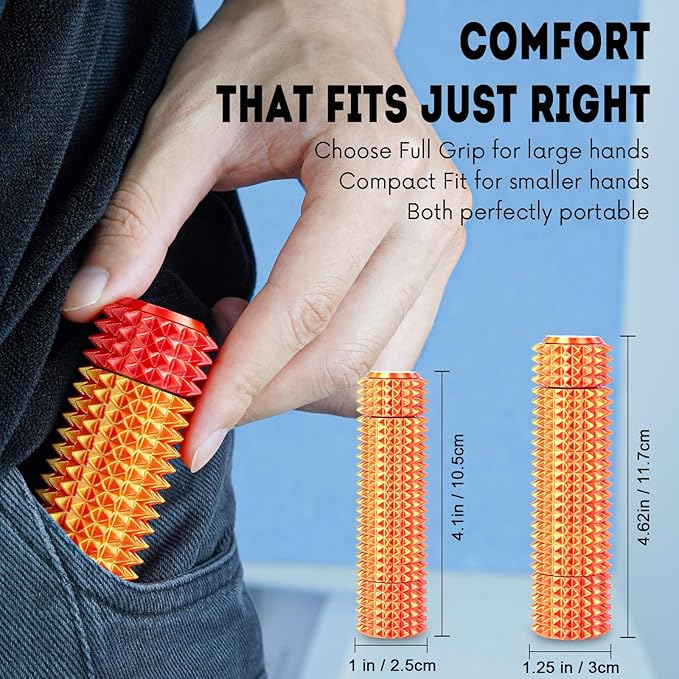 Fidget Roller Adults Teens Sensory Little Stim Gadget for Anxiety Relief Mild Ouchie,Desk Focus Tool Portable Hand Spinner Gifts Idea White Elephant Stocking Christmas(Sunset red,Compact Fit)