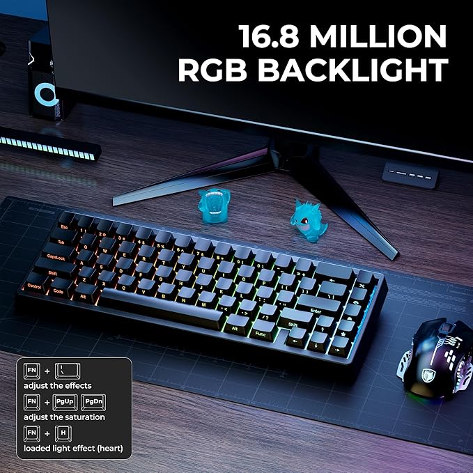 HITIME x XVX M67 60% Keyboard USB Wired Gaming Keyboard with Phantom Keycaps, QMK/VIA Support, Hot-Swappable, RGB Backlit, Gasket Structure, Creamy Pre-lubed ICE Switches, Black