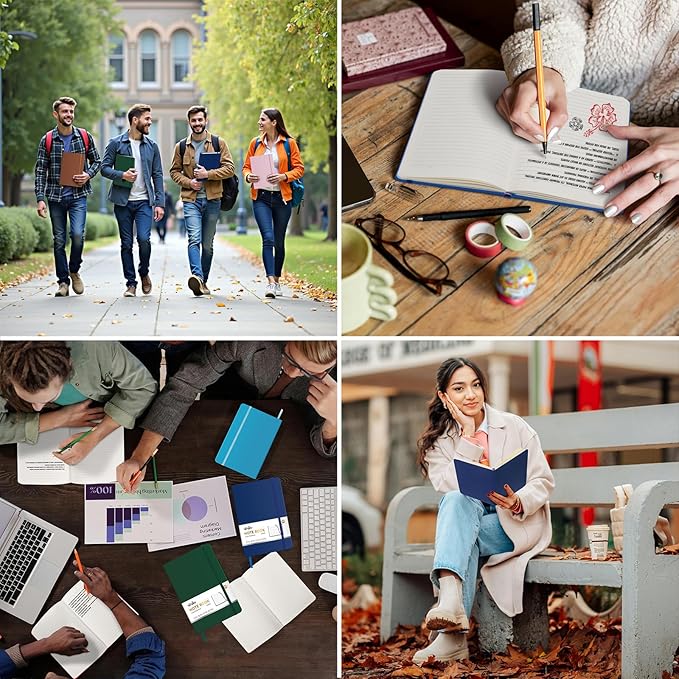 ViVin Lined Journal Notebooks, 3 Pack, (Navy), 192 Pages, Medium 5.5 x 8.3 inch, College Ruled, A5 Hardcover Notebooks, Journaling Notebooks for Writing, Business, School