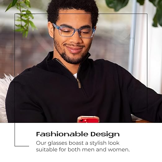 Readerest 0.75 Blue Light Reading Glasses - Lightweight Computer Glasses - Eye Strain, UV Glare Protection (Blue+Clear)