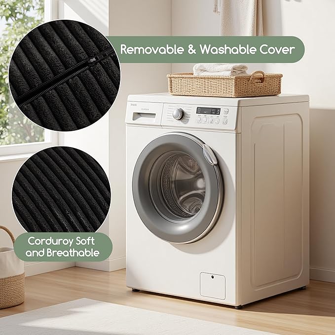 HIGOGOGO Lumbar Support Pillow for Recliner Chair/Accent Chair/Couch, Memory Foam Back Support Cushion for Elderly, Recliner Cushions for Back Rest, Pain Relief, Reading, Washable Cover, Black