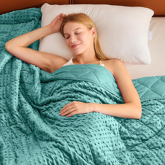 Weighted Blanket for Adults (20lbs, 48"x72" Twin Size) - Breathable Minky Heavy Blanket for 130-220lbs with Premium Glass Beads - Soft Thick Blanket for All-Season Sleeping Comfort - Teal