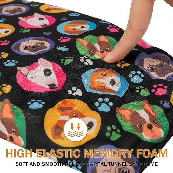 Ergonomic Mouse Pad Wrist Support,Upgrade Mousepad with Massage Design,Non-Slip PU Base Desktop Mouse Pads for Pain Relief, Computer, Office & Home,12 x 8 in（F-Lovely Dogs）