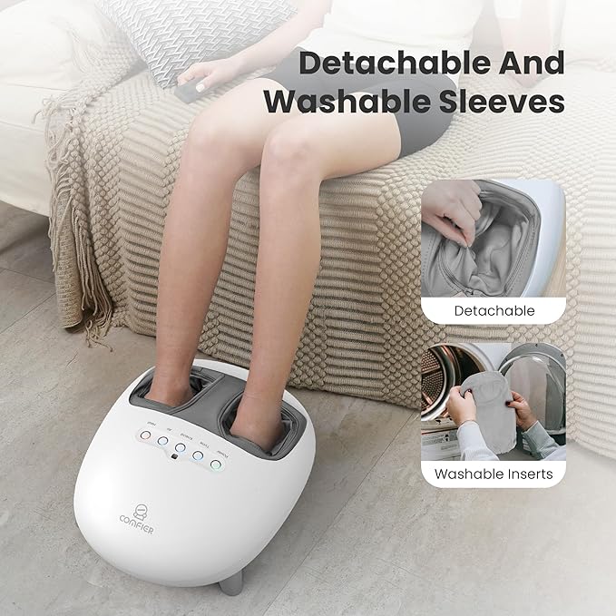 COMFIER Shiatsu Foot Massager with Heat, Kneading and Vibration Heated Foot Feet Massager for Neuropathy Plantar Fasciitis, Ideal Gift for Mom Dad Elder-Home Office Use