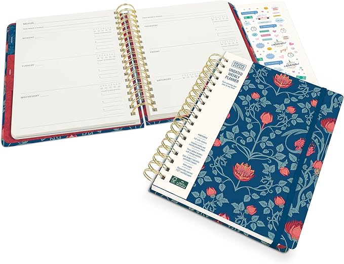 Orange Circle Studio Undated Tri-Tab Academic Planner 2026, Garden Renaissance, Daily Notebook Journal, Cute Weekly and Monthly Calendar with Pocket, Stickers, Lined Pages for To Do lists and Planning