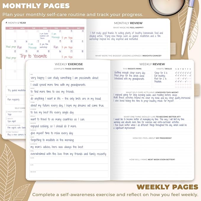 Clever Fox Self-Care Journal – Wellness & Daily Reflection Notebook – Mental Health & Personal Development Journal – Self-Care, Meditation & Mood Journal for Women & Men – Large (Seashell)