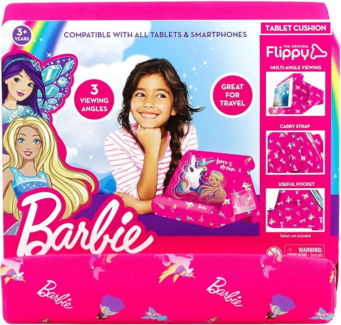 Flippy Tablet Pillow Stand - Cushion Tablet Stand & Holder, Bed Support for Lap and Desk, Compatible with Phone & Book Reading: Kindle, iPad Pro, iPhone & Samsung - Barbie